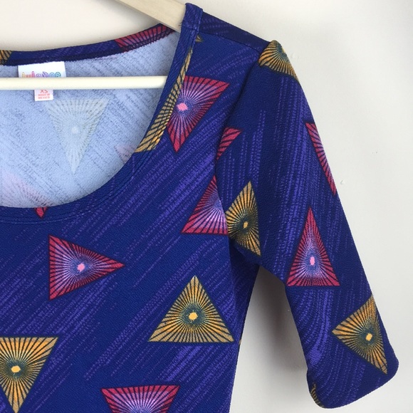 LuLaRoe Nicole blue triangle geometric dress XS - Picture 5 of 5